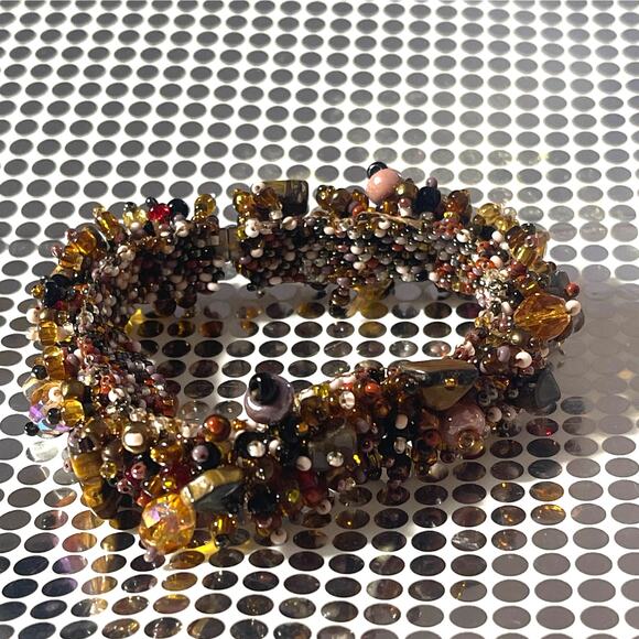 Natural Stone Stretch Beaded bracelet Brown Tigers Eye magnetic Closure  B#18 - Picture 6 of 10